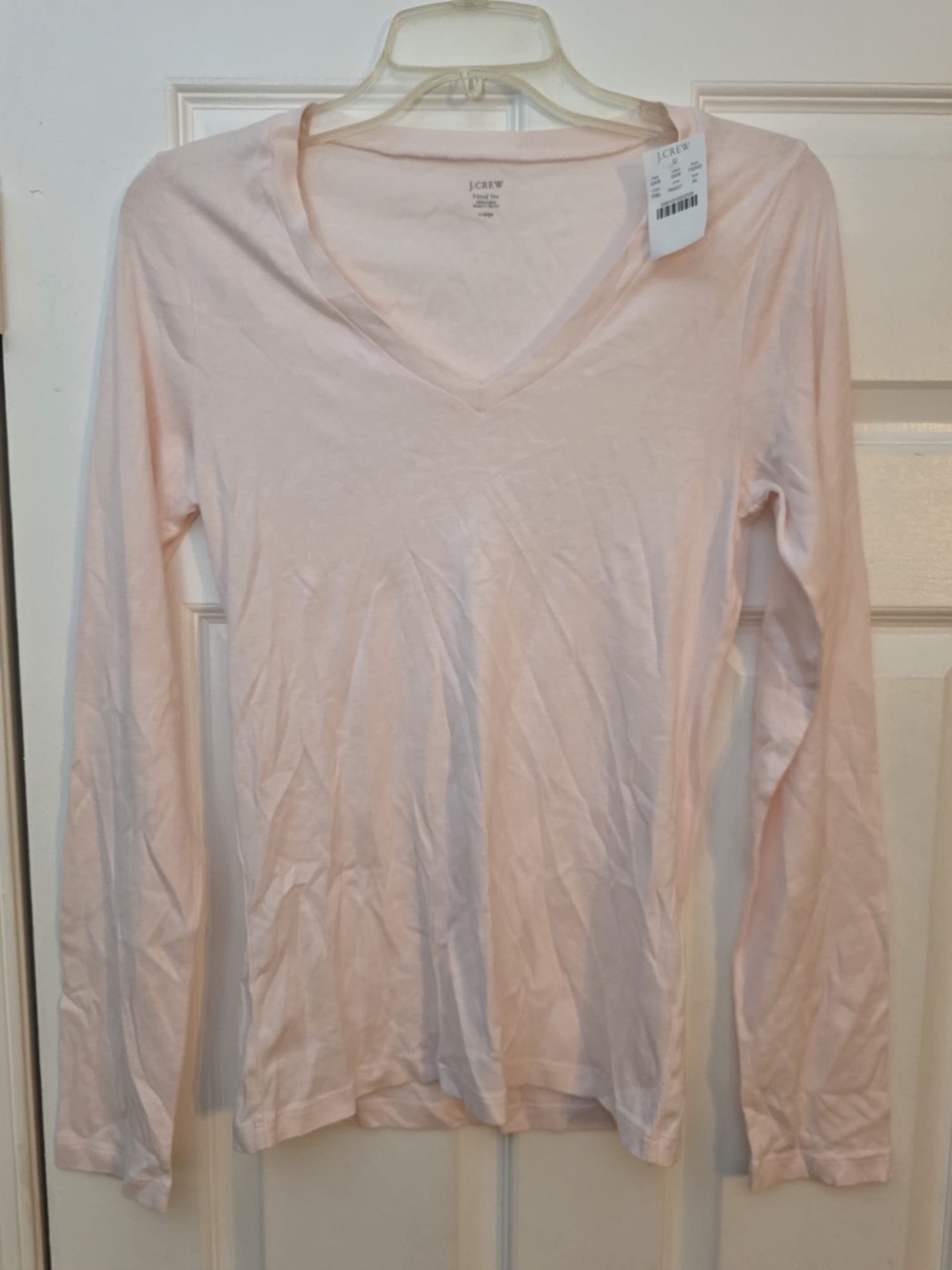 J. Crew Women's Slim V-Neck Long Sleeve Top in Light Pink. XL, NWT